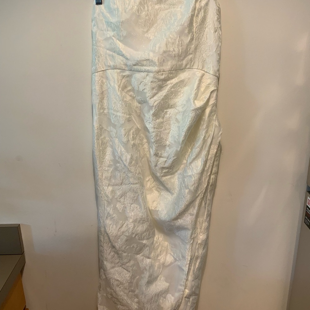 Brailey Midi Dress - Thigh Split Strapless Dress - Size 8